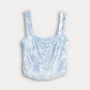 Eyeshadow Light Blue Sequin Tank Top - Elegant Sparkle